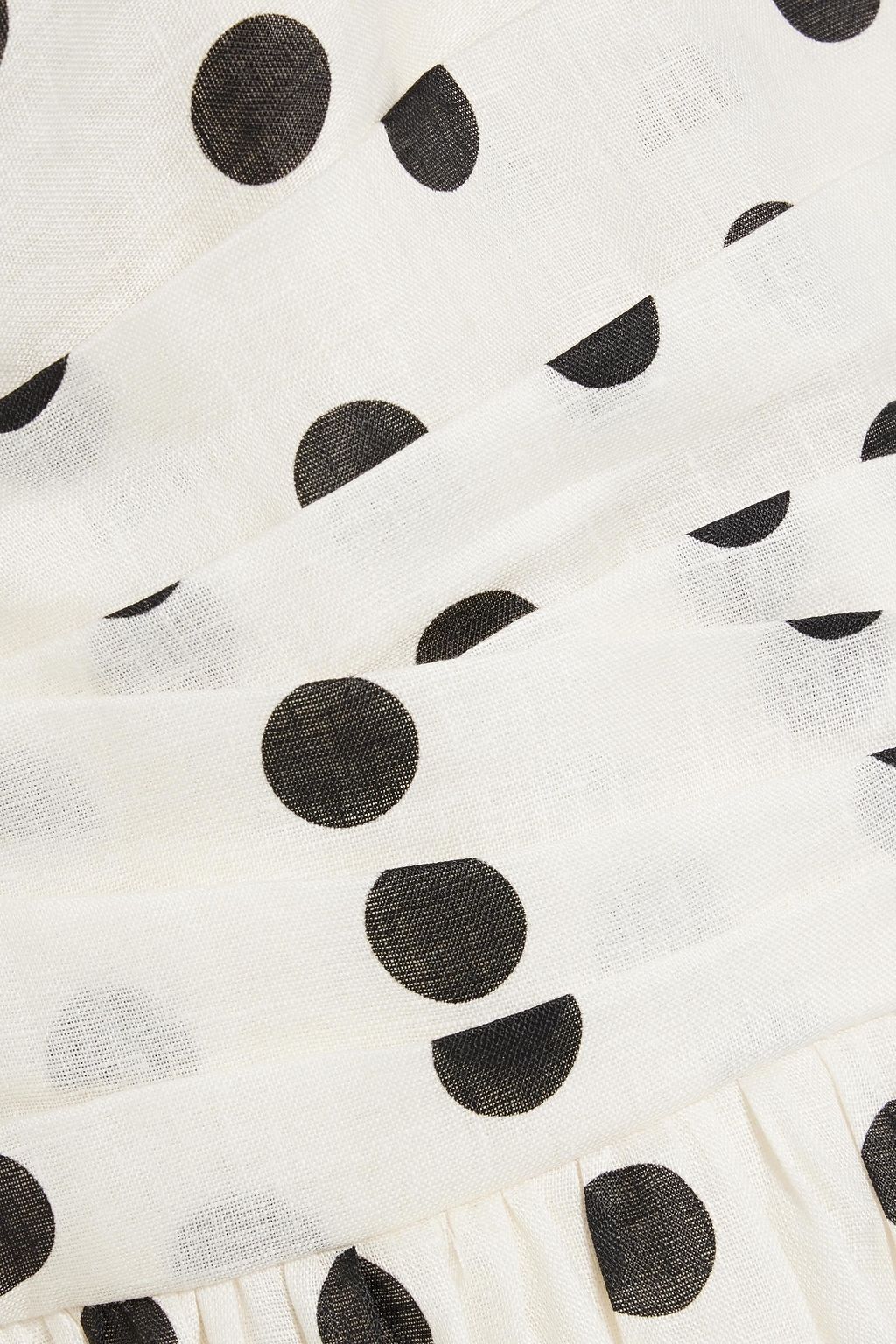 ZIMMERMANN Pleated polka-dot linen midi dress