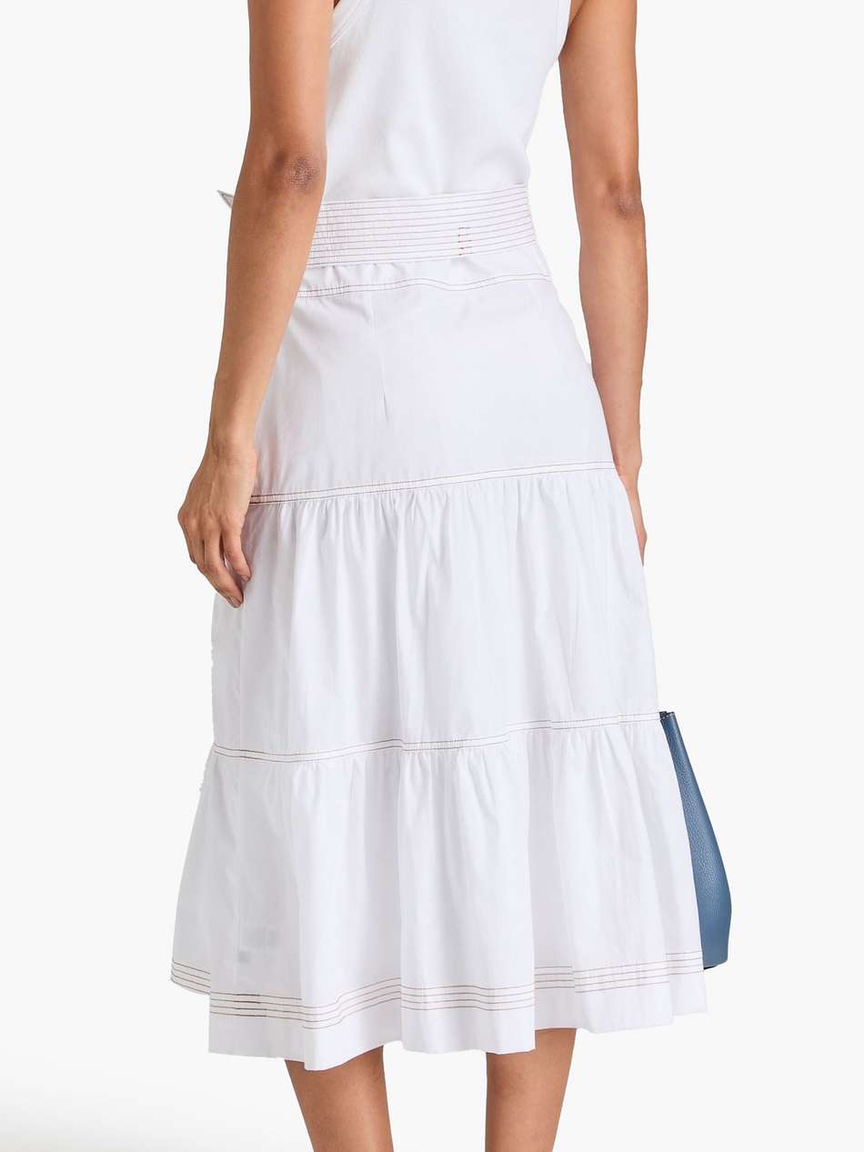 austyn belted ribbed pima cotton-blend jersey and poplin midi dress