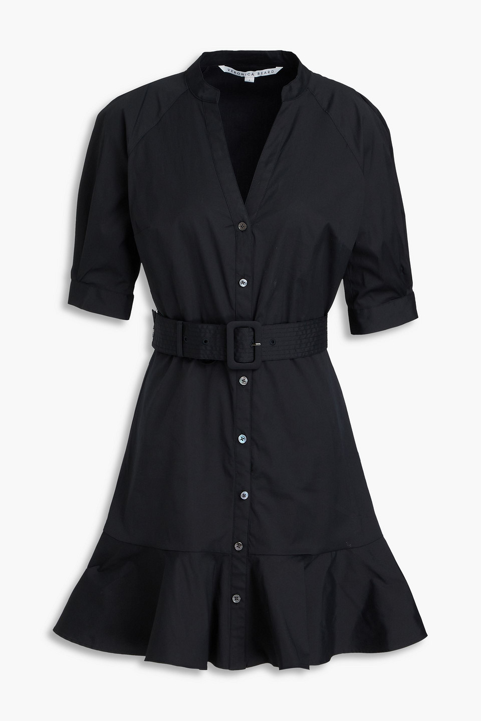 Veronica Beard - Molly belted cotton-blend poplin mini shirt dress - Black - US 2