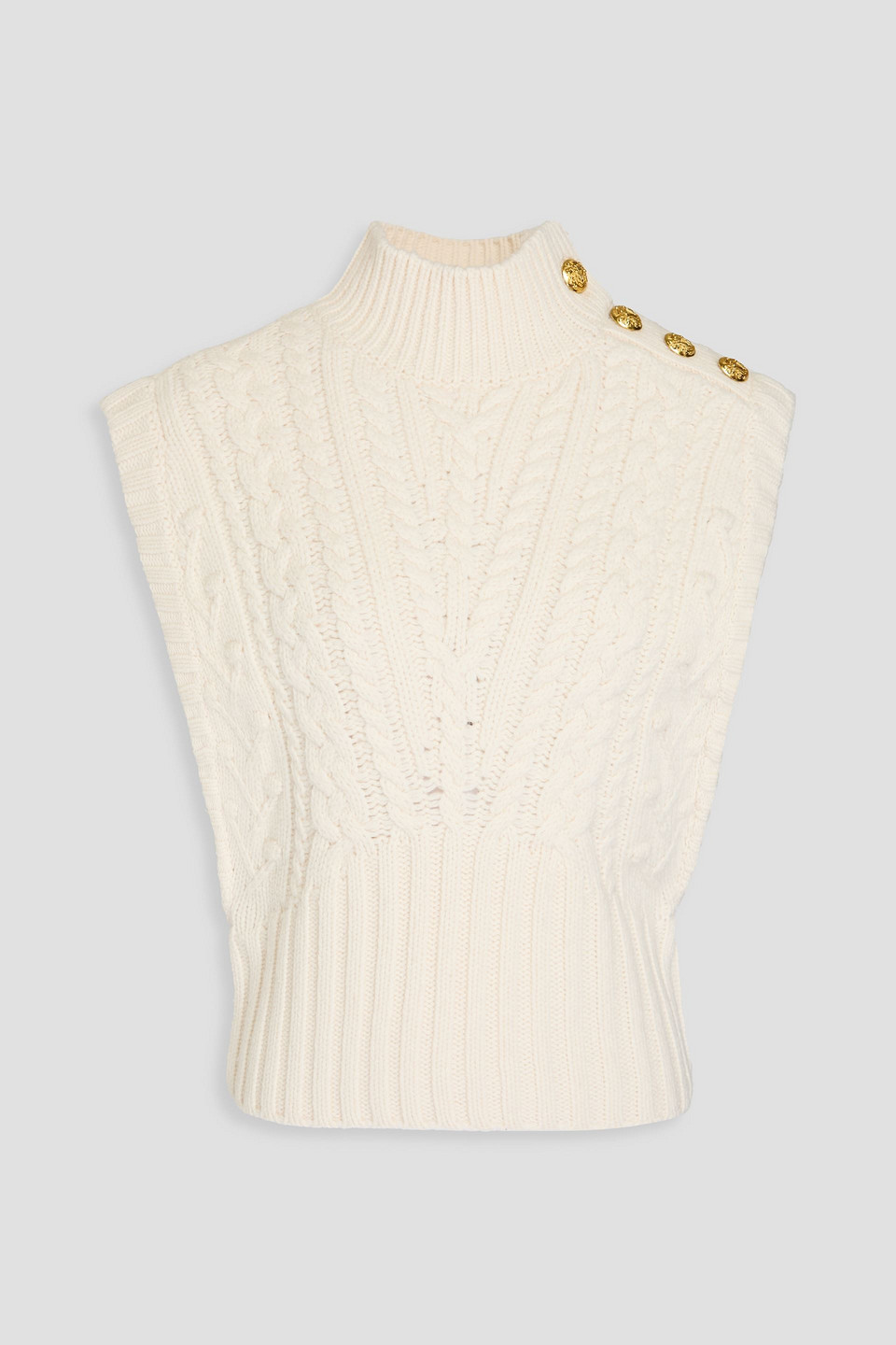 Veronica Beard Holton Wool Button Shoulder Cap Sleeve Sweater In Ivory