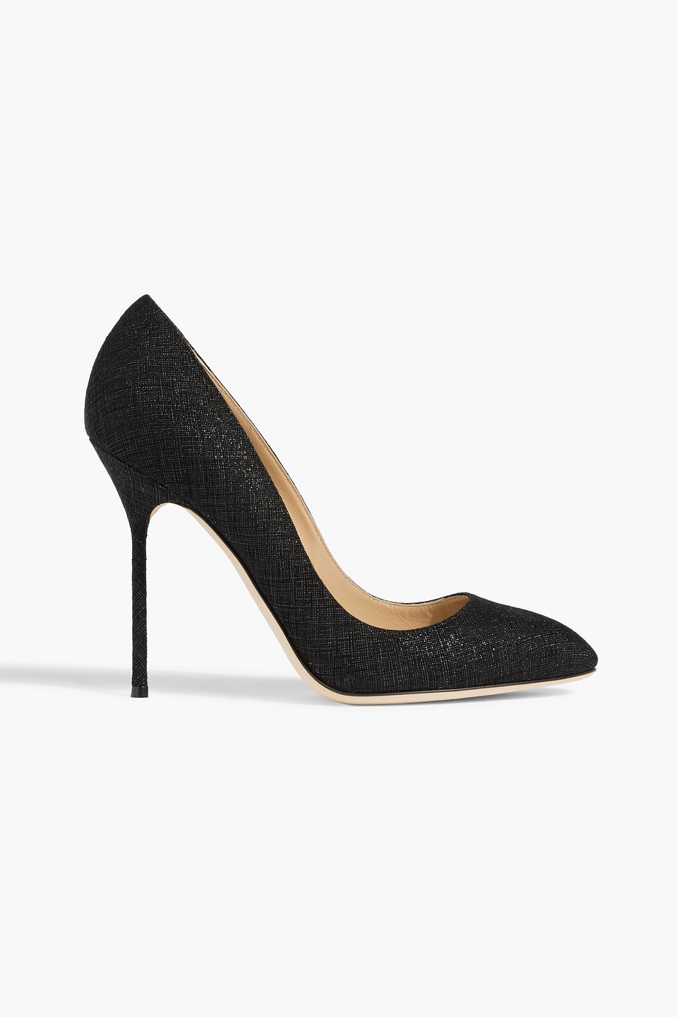 Sergio Rossi Chic 105 Metallic Tweed Pumps In Black