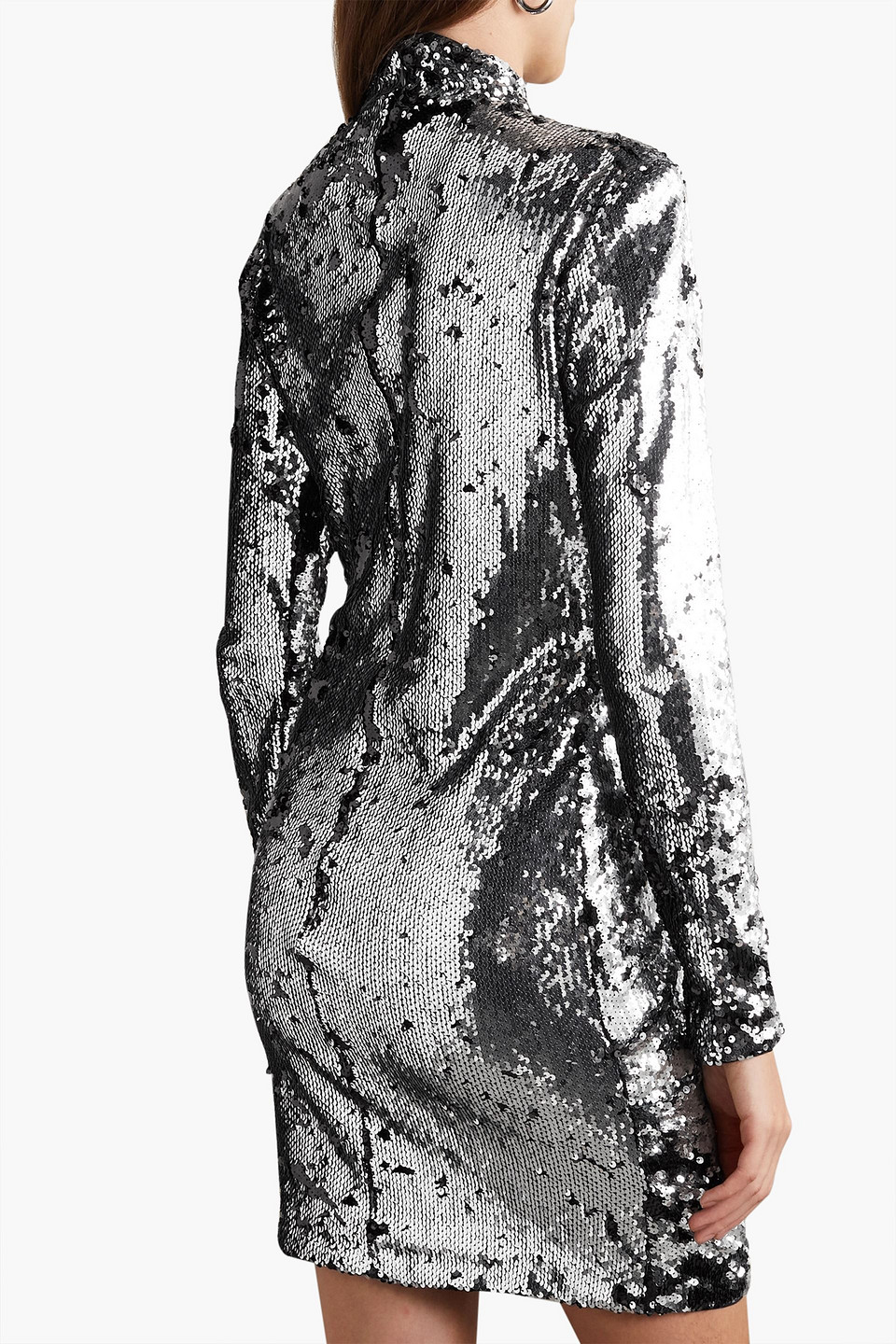 ISABEL MARANT RUCHED SEQUINED COTTON-JERSEY MINI DRESS 