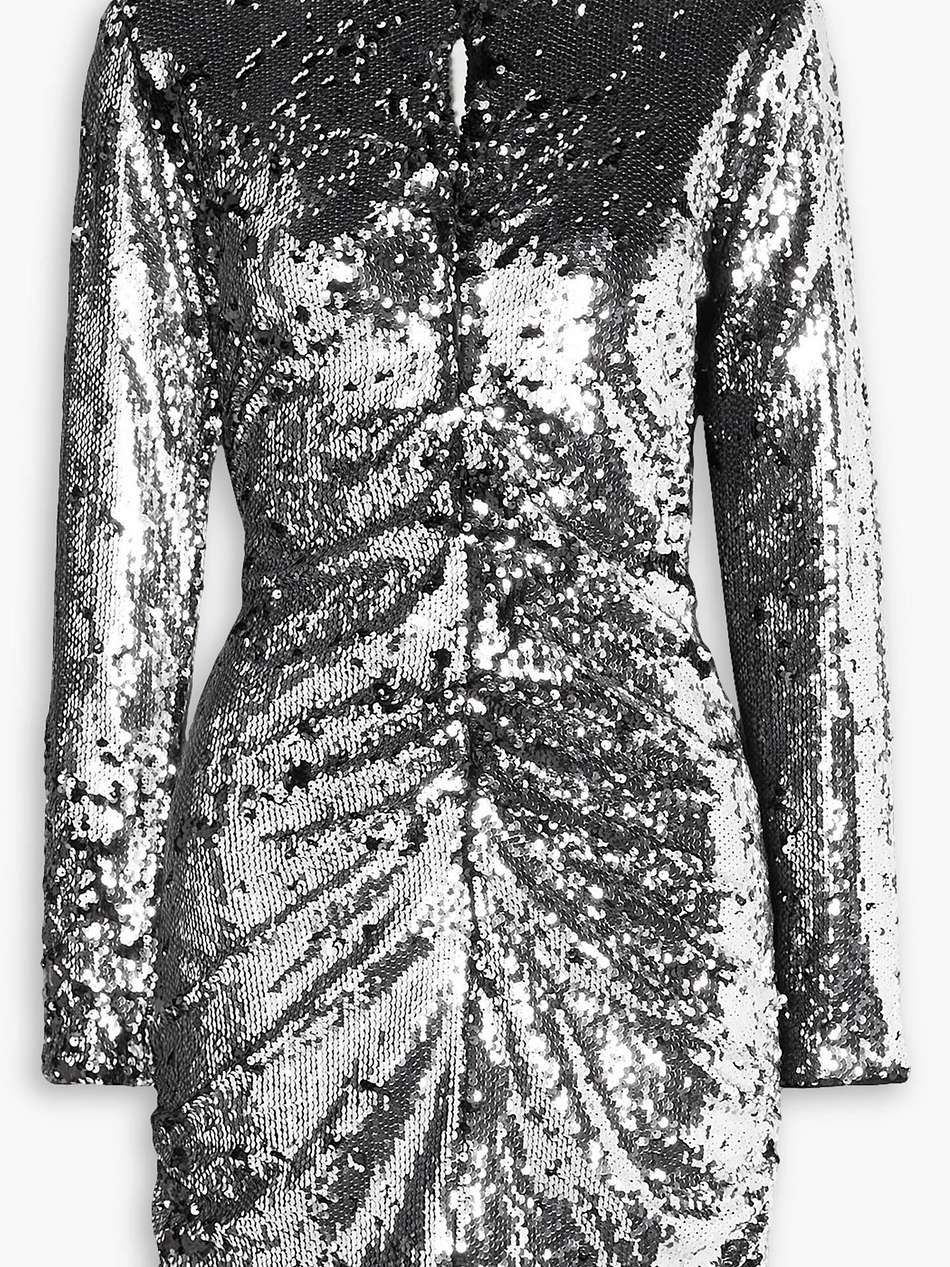 ruched sequined cotton-jersey mini dress