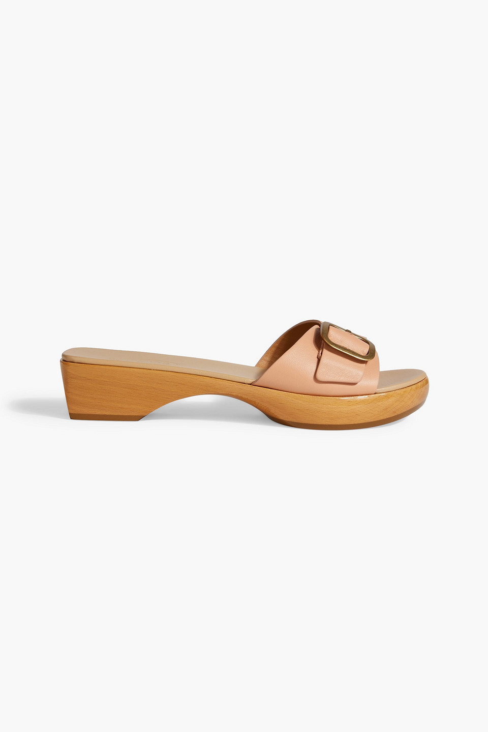 Tod's Buckled Leather Slides In Neutral