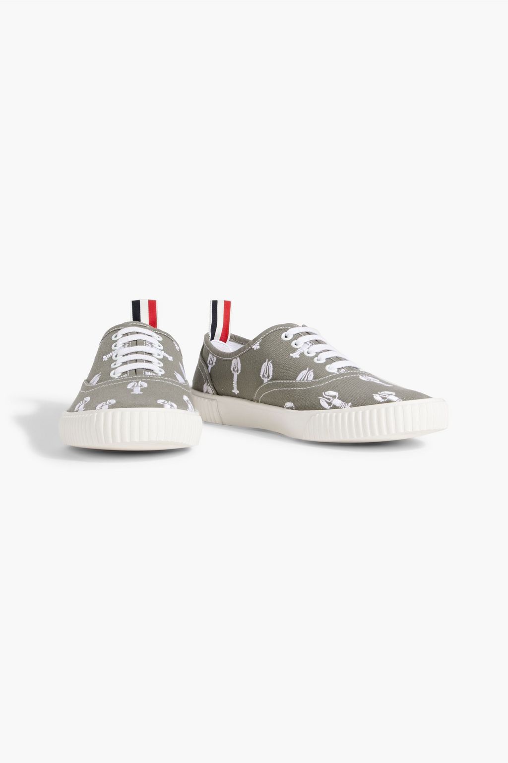 THOM BROWNE Embroidered canvas sneakers