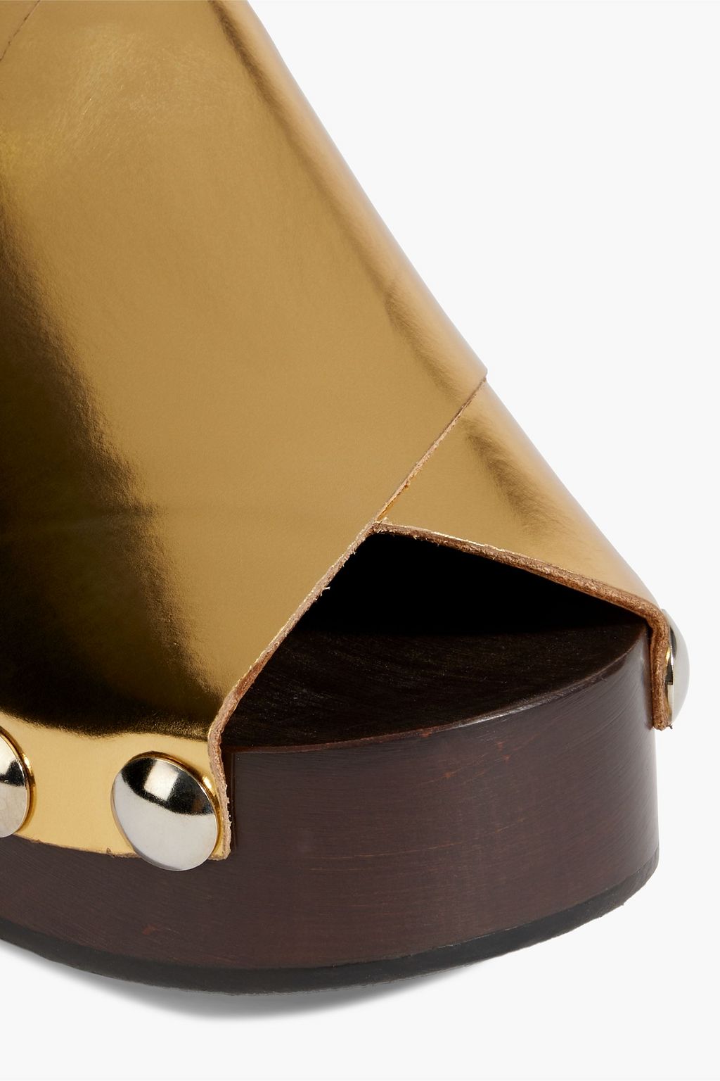 GANNI Retro mirrored-leather wedge mules