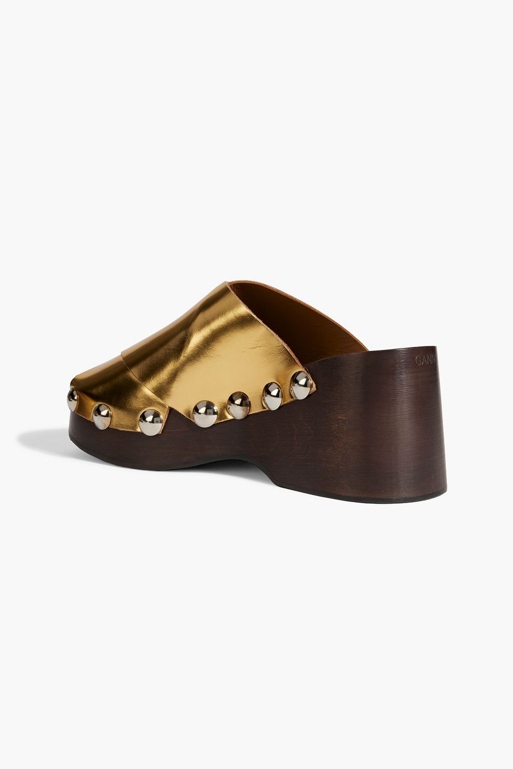 GANNI Retro mirrored-leather wedge mules