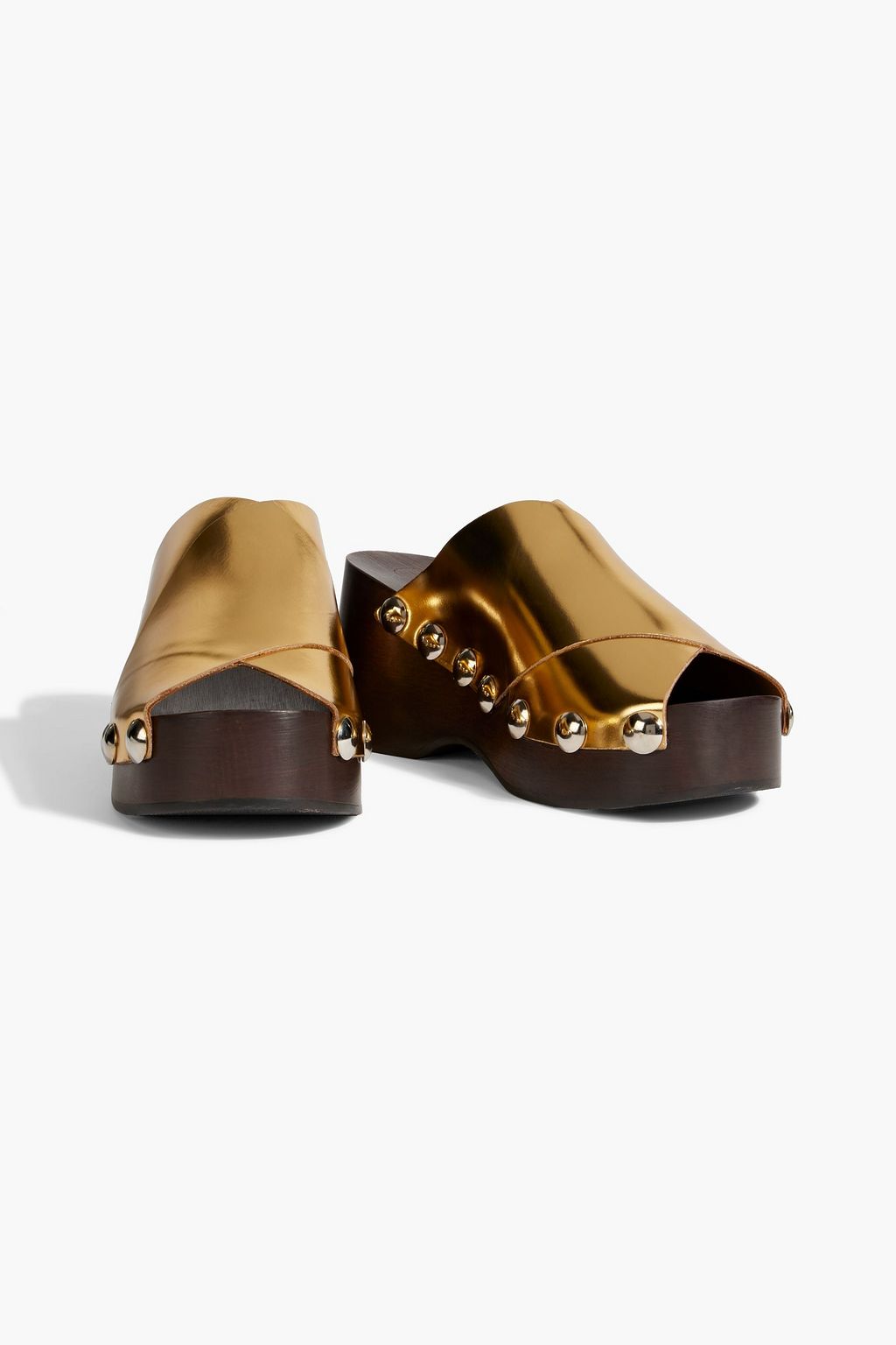 GANNI Retro mirrored-leather wedge mules