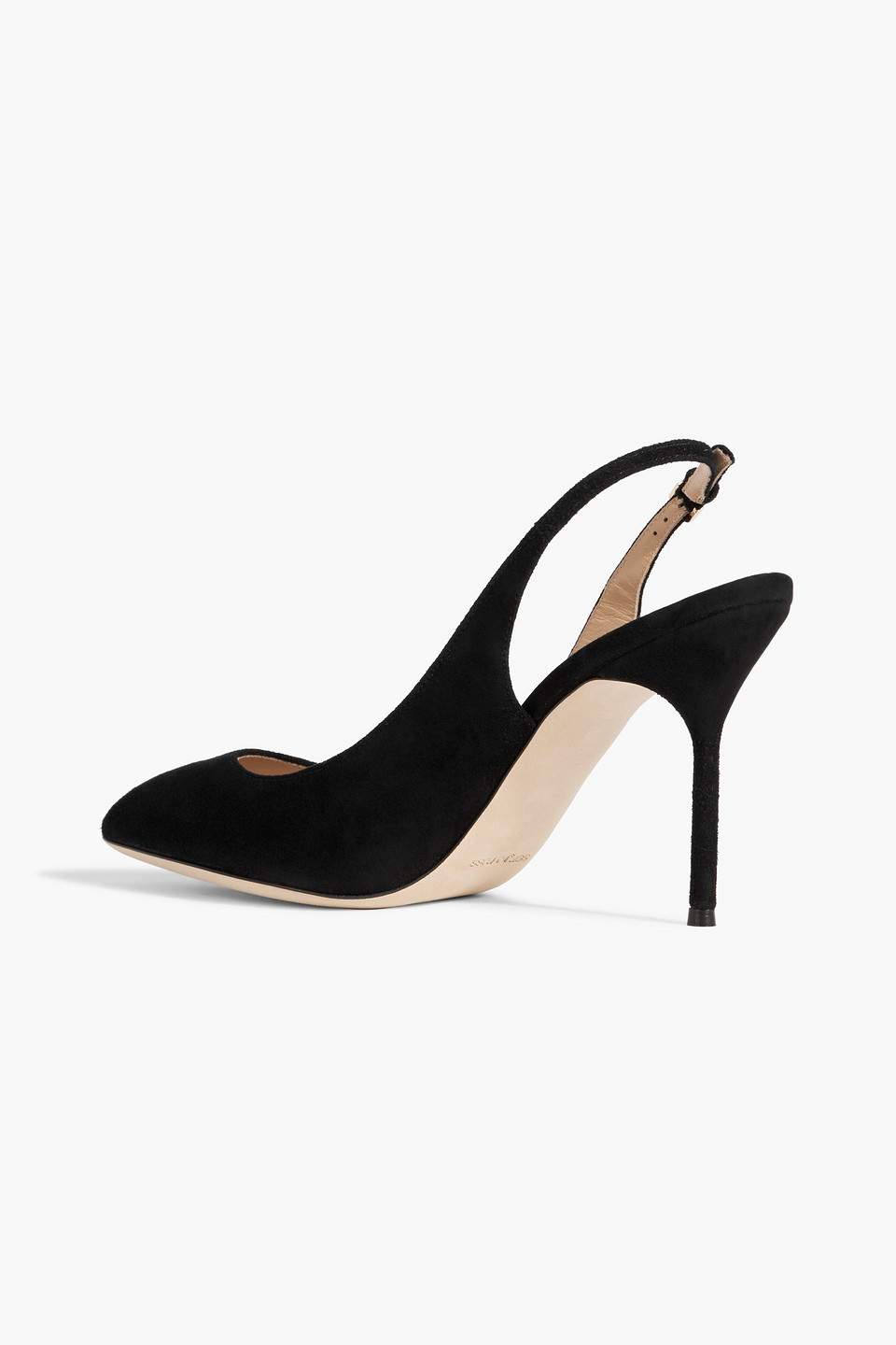 Sergio Rossi Chichi 90 Suede Slingback Pumps In Black