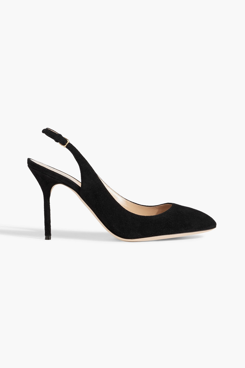 Sergio Rossi Chichi 90 Suede Slingback Pumps In Black