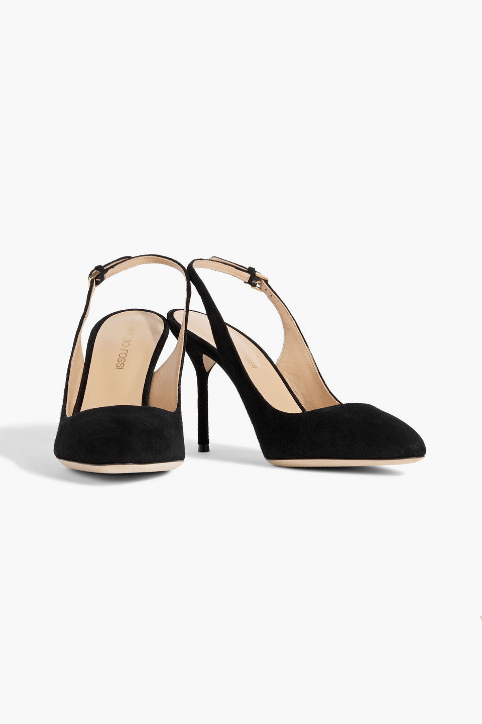 Sergio Rossi Chichi 90 Suede Slingback Pumps In Black