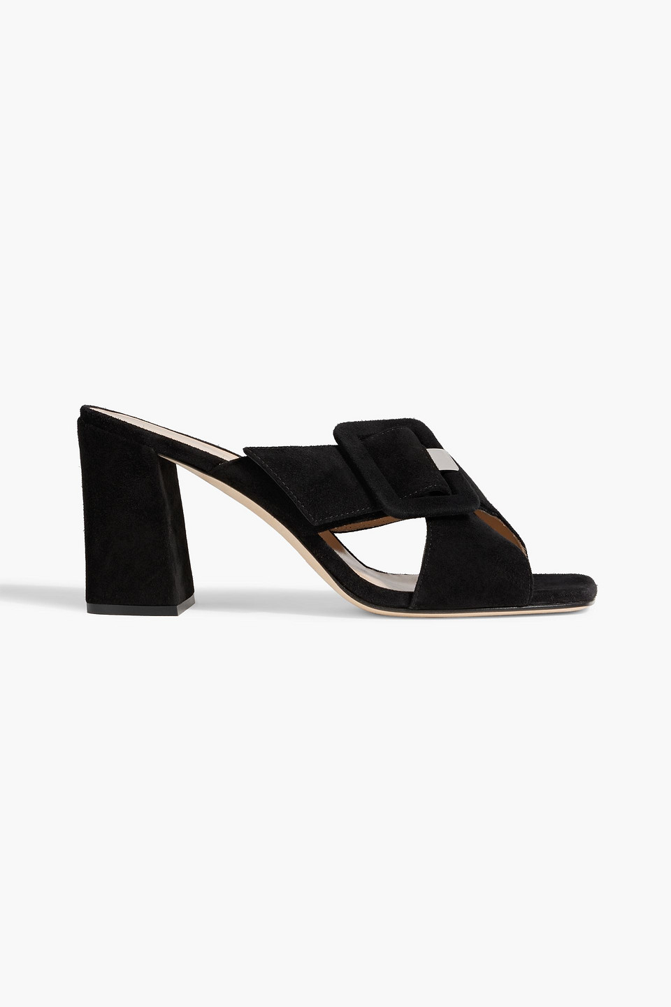 Sergio Rossi Sr Mia 80 Embellished Suede Mules In Black