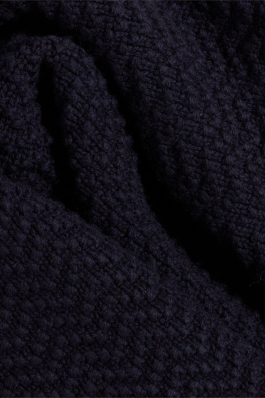 THOM BROWNE Shearling-trimmed ribbed wool scarf