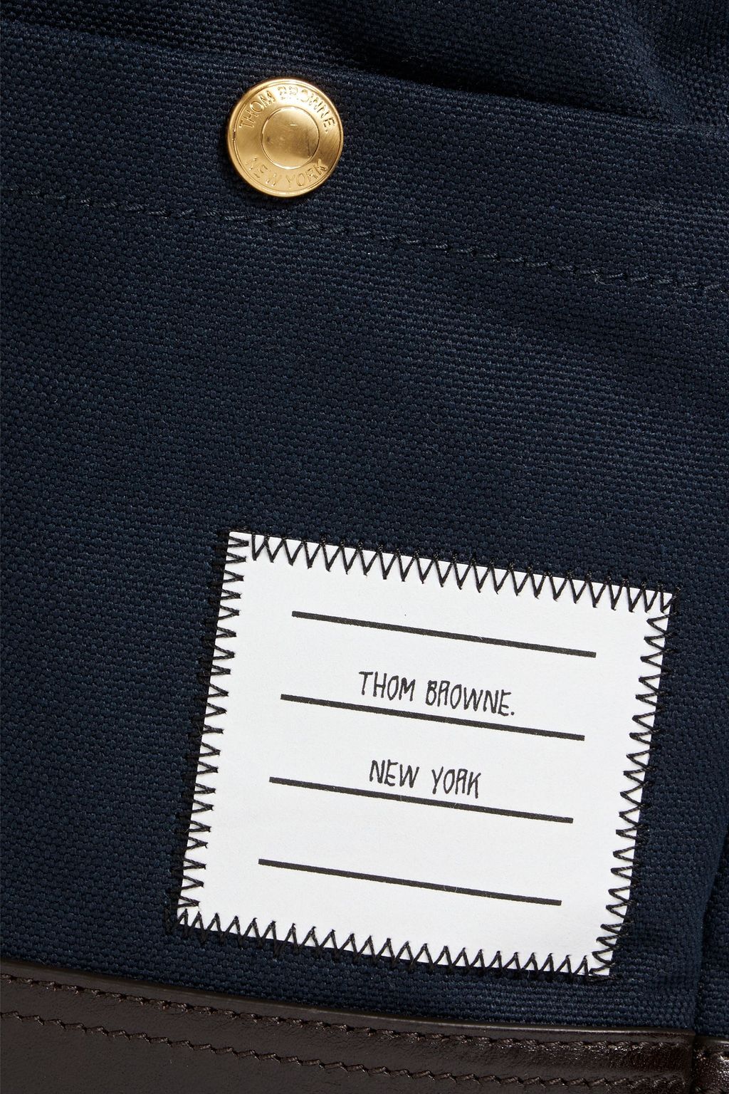 THOM BROWNE Leather-trimmed canvas backpack