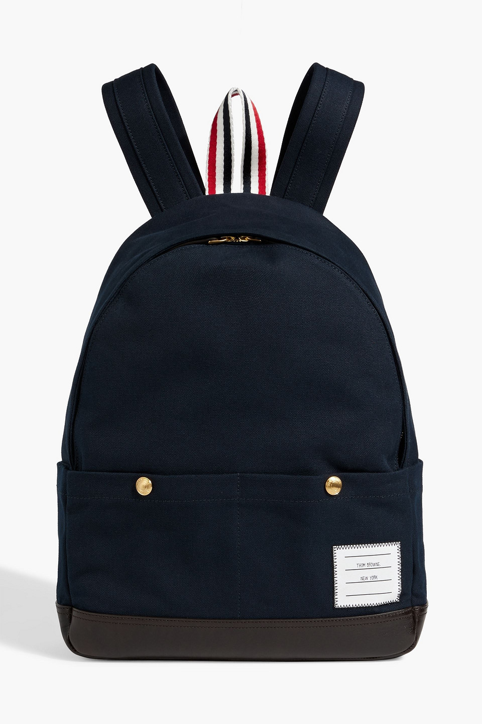Thom Browne Leather-trimmed Canvas Backpack In Navy