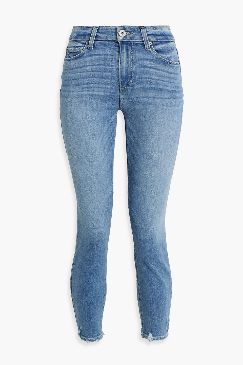 Paige Hoxton Cropped High-rise Skinny Jeans In Mid Denim