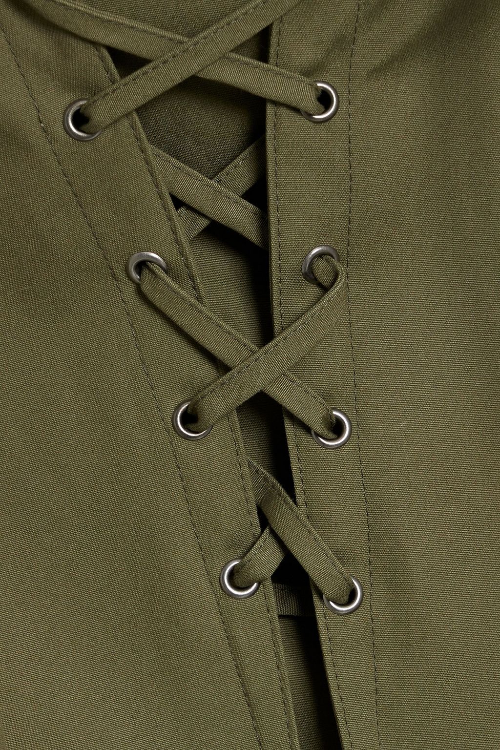 VALENTINO GARAVANI Lace-up cotton-gabardine hooded cape