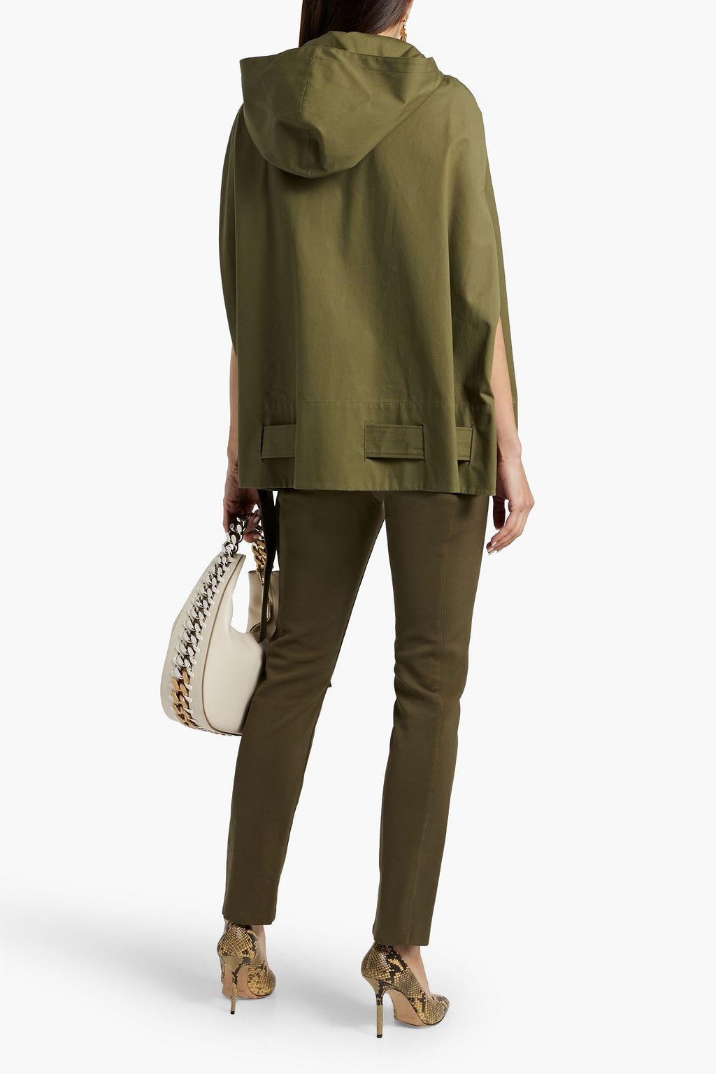 VALENTINO GARAVANI Lace-up cotton-gabardine hooded cape