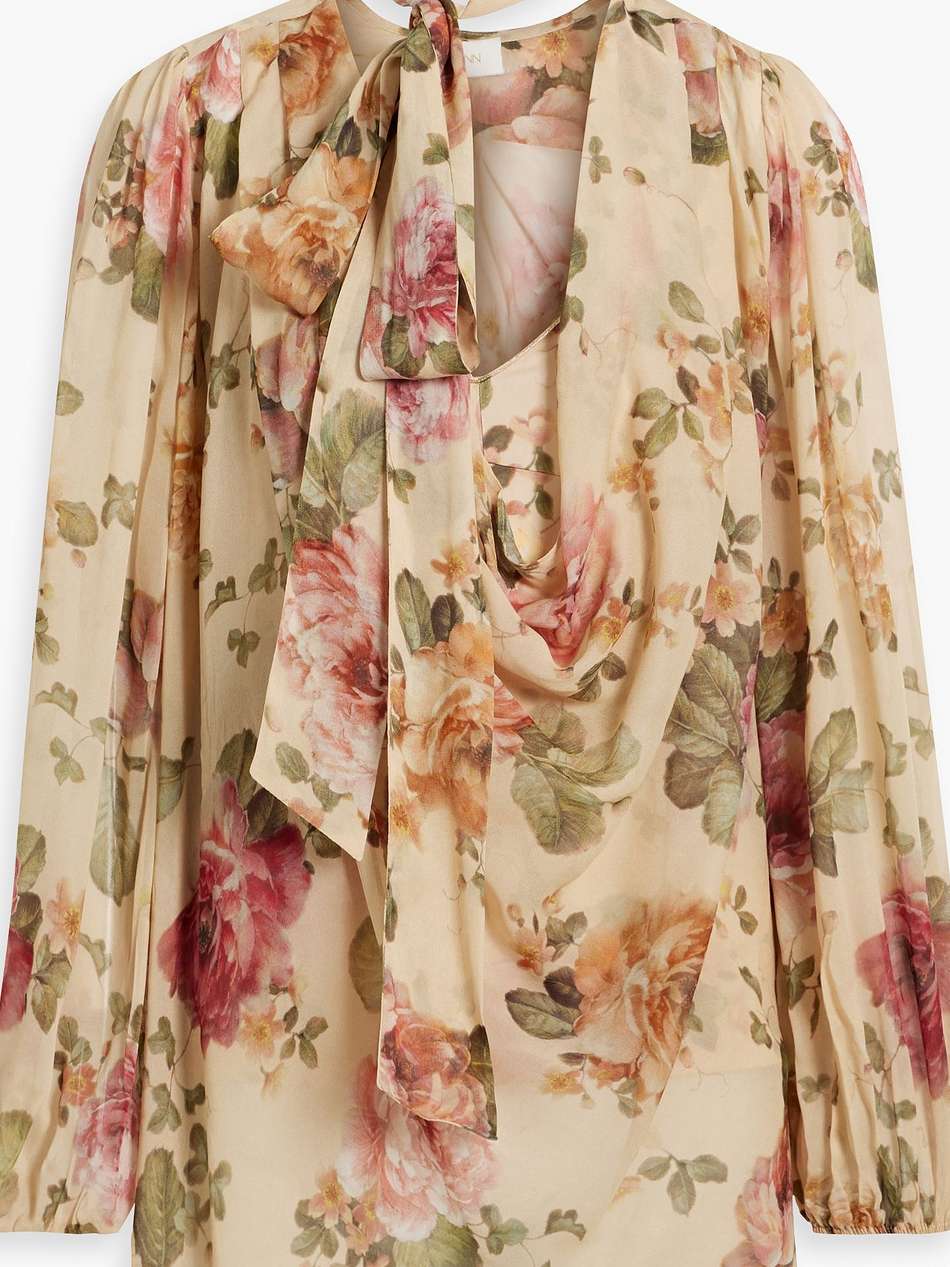 floral-print chiffon blouse