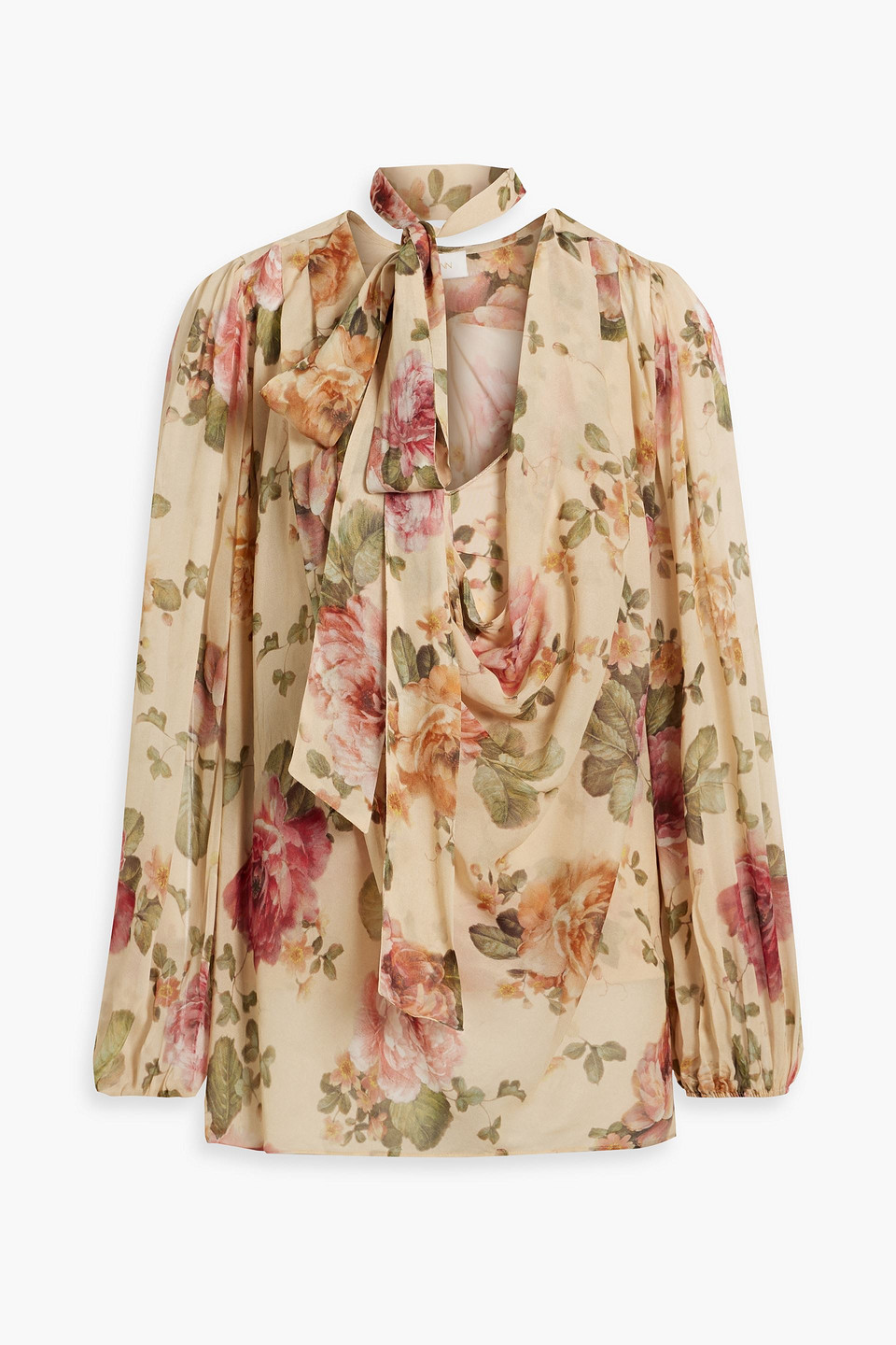 Zimmermann Floral-print Chiffon Blouse In Beige