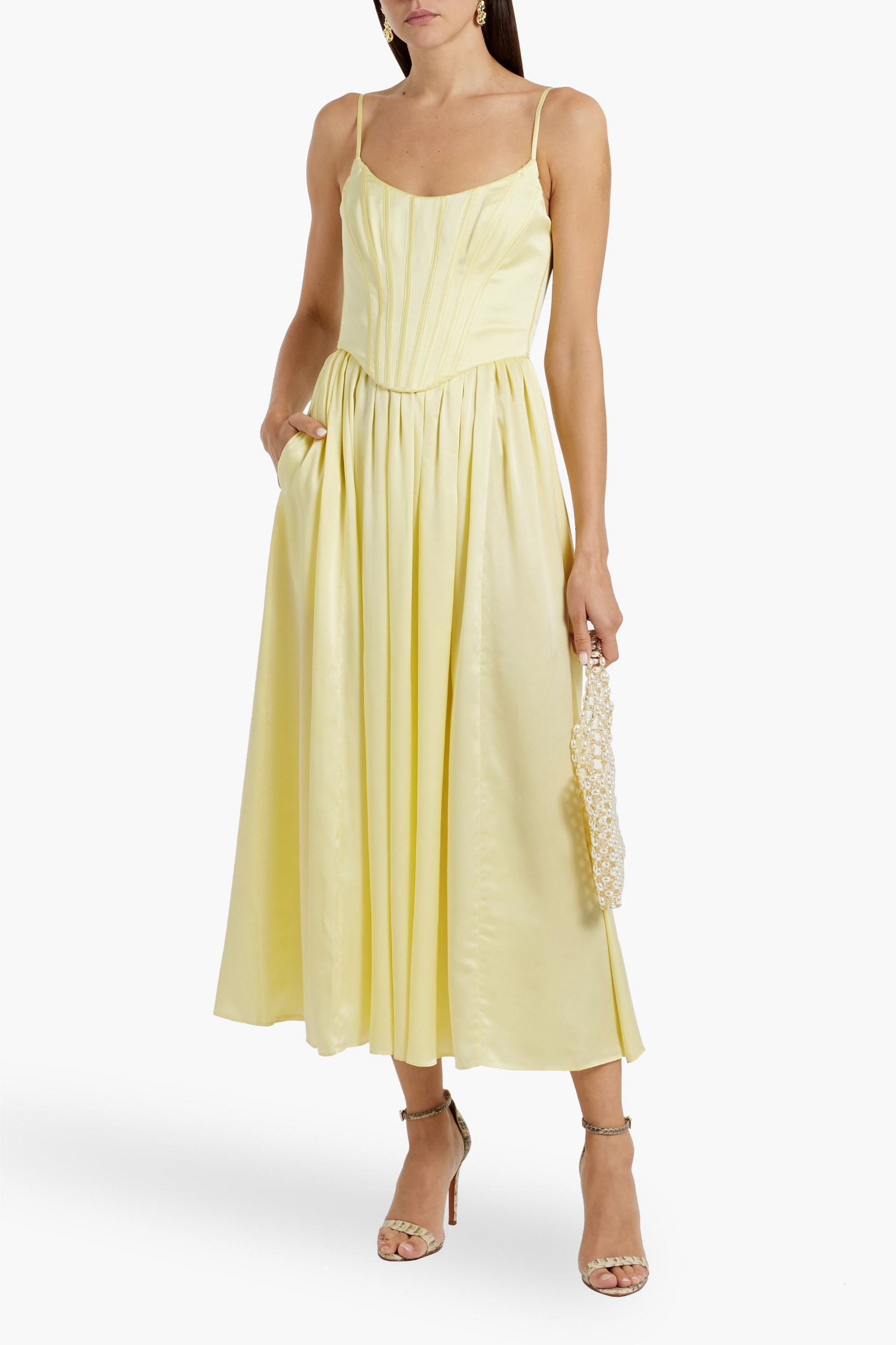 Pastel yellow wedding guest dress