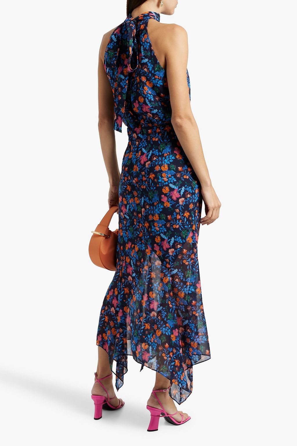 SALONI Lila floral-print silk georgette midi dress