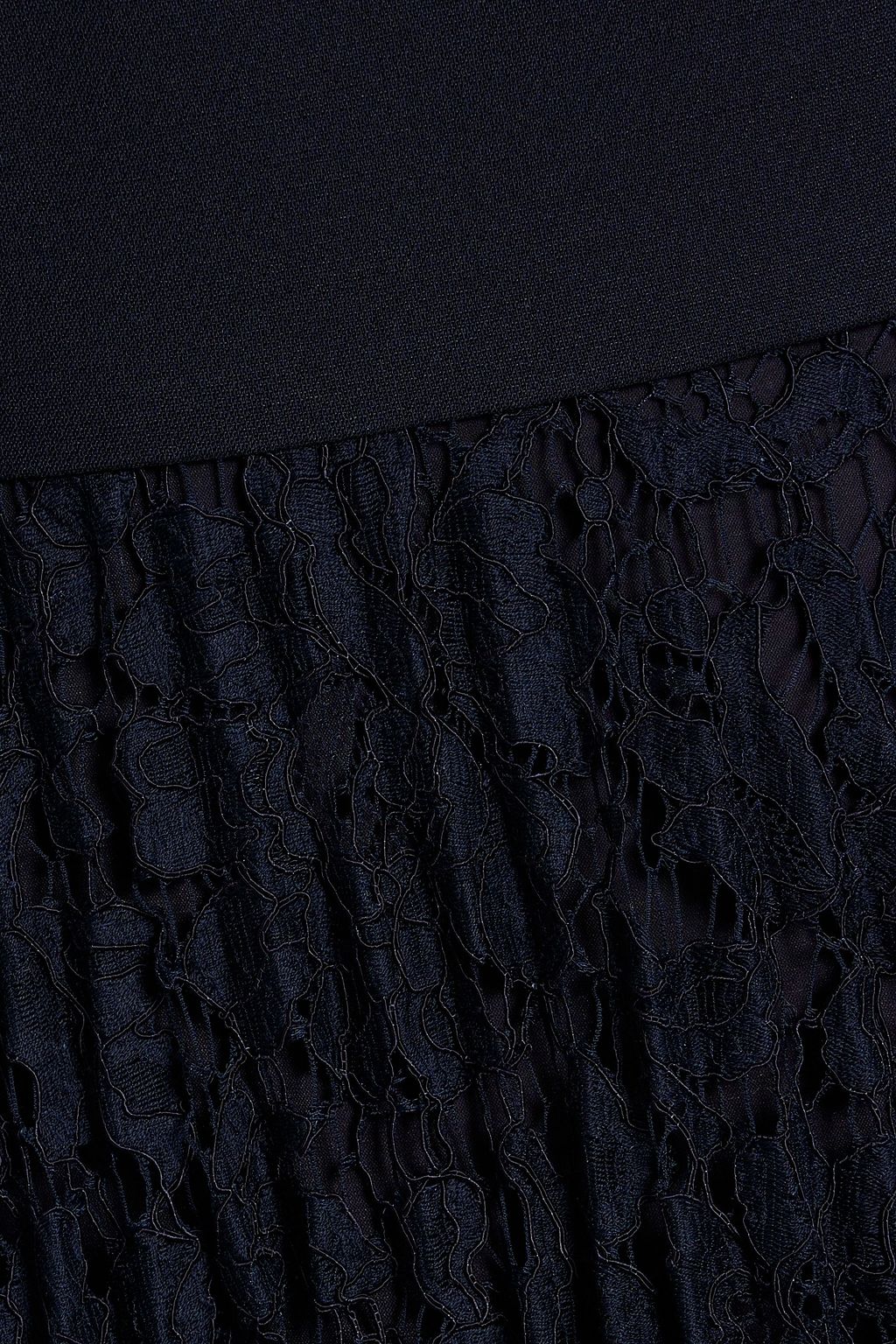 VALENTINO GARAVANI Pleated crepe and corded lace midi dress