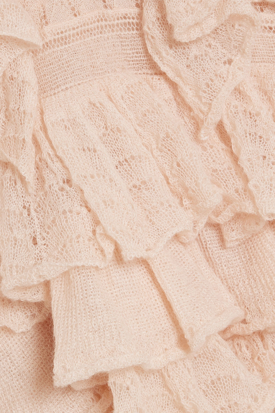 Zimmermann Ruffled Pointelle-knit Top In Blush