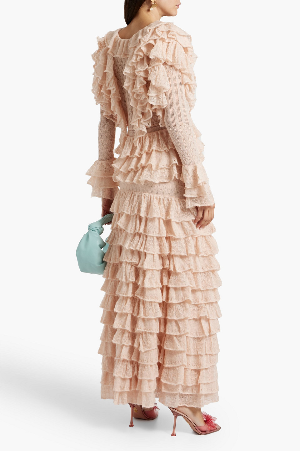 Zimmermann Ruffled Pointelle-knit Top In Blush