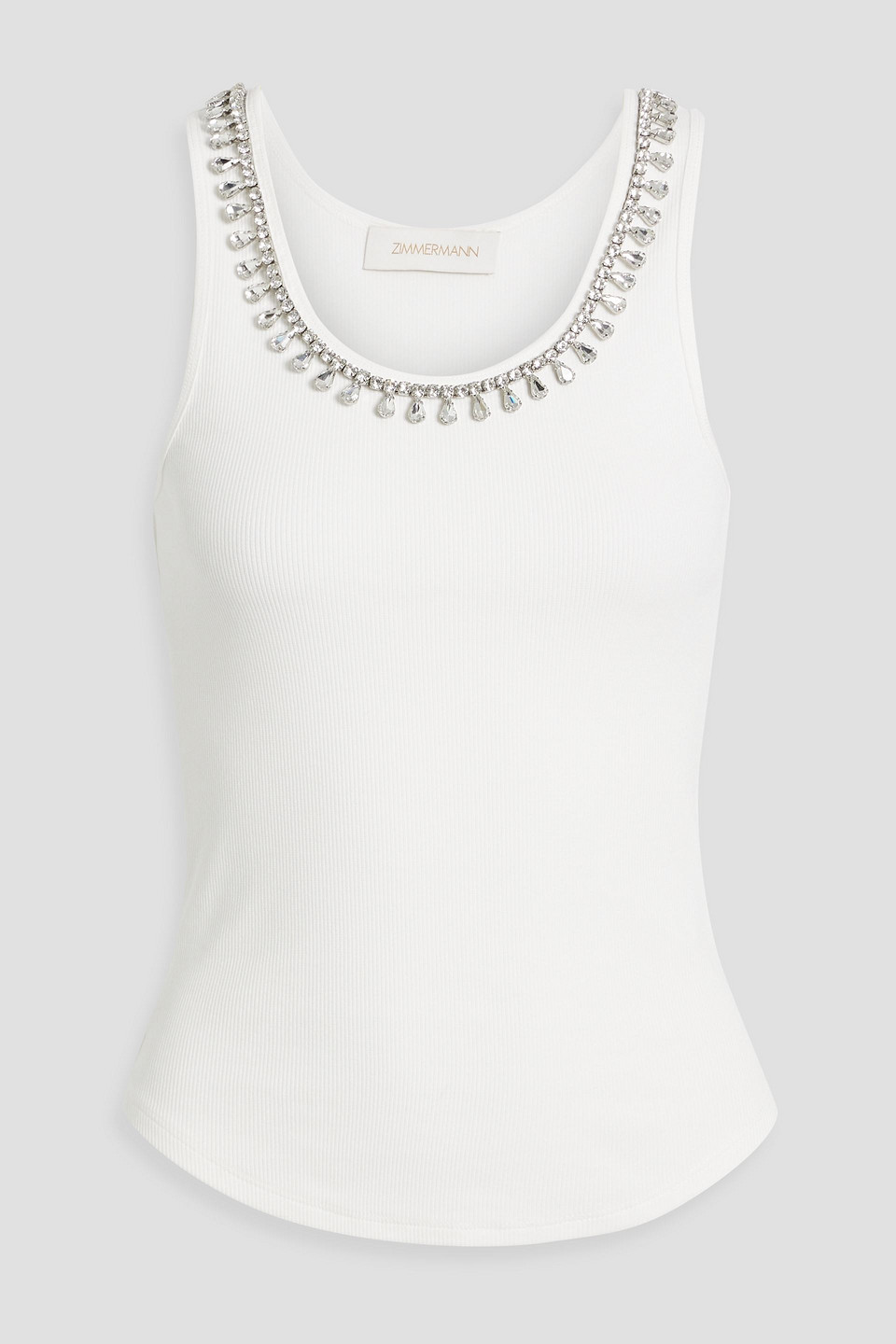 Zimmermann White Illuminate Embellished Tank Top In Ivory