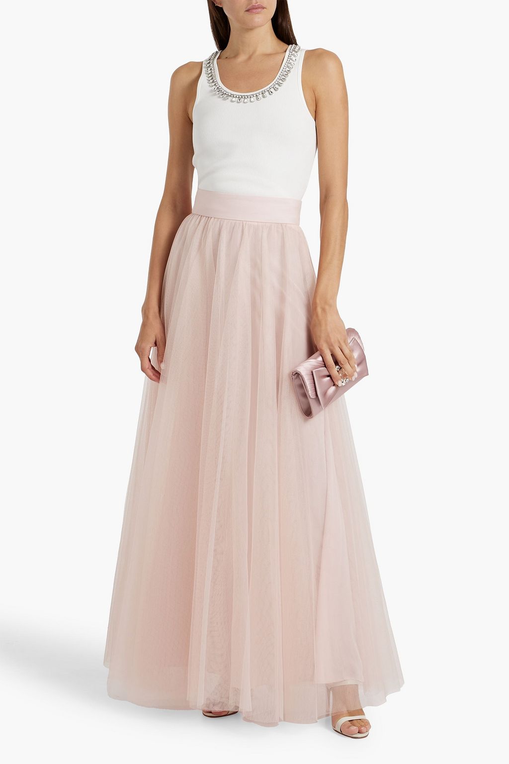 ZIMMERMANN Crystal-embellished ribbed cotton-blend tank
