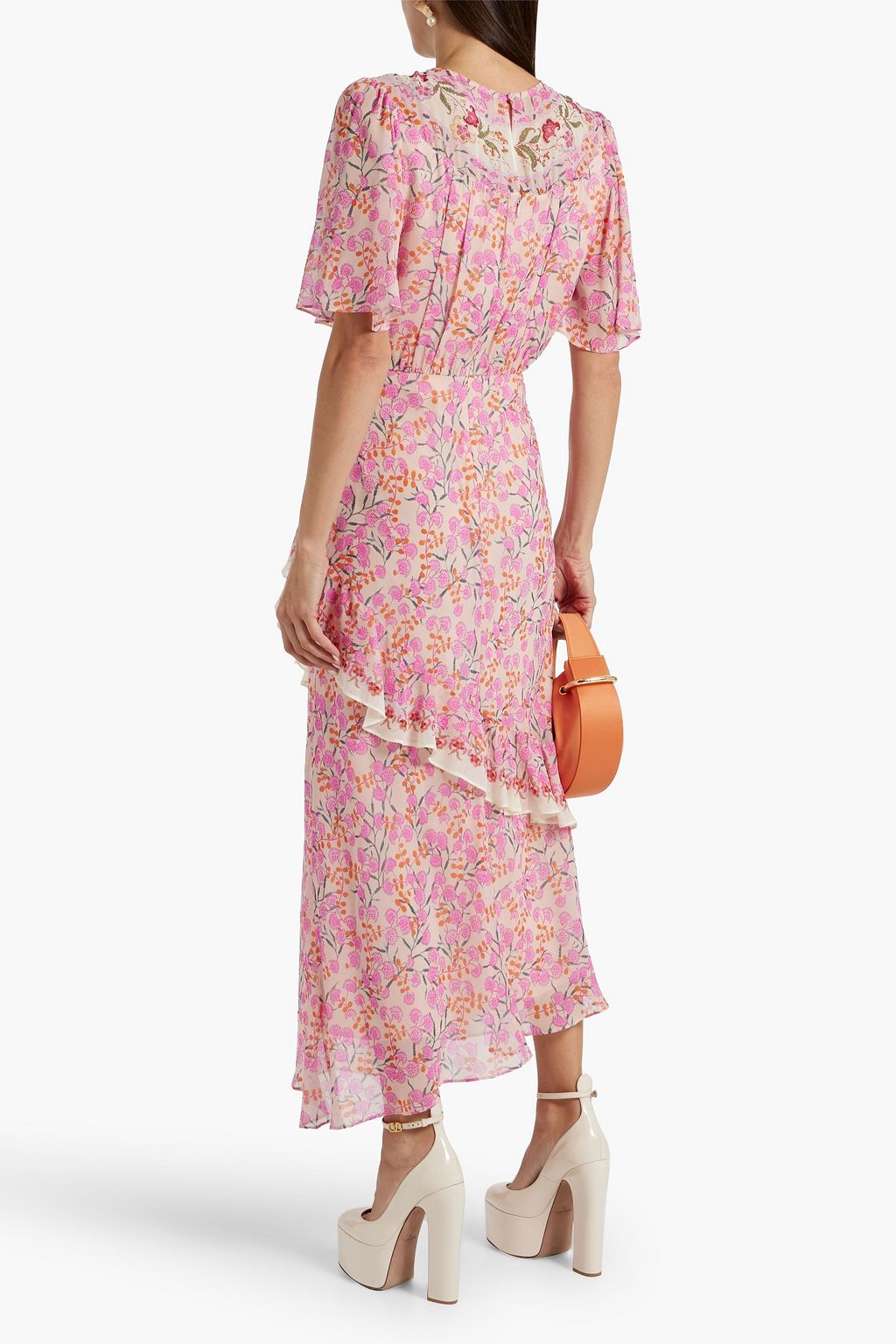 SALONI Vida ruffled printed silk-chiffon maxi dress