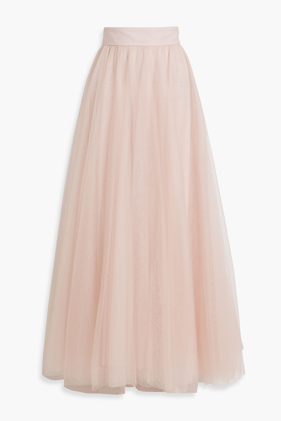 Zimmermann Gathered Tulle Maxi Skirt In Baby Pink