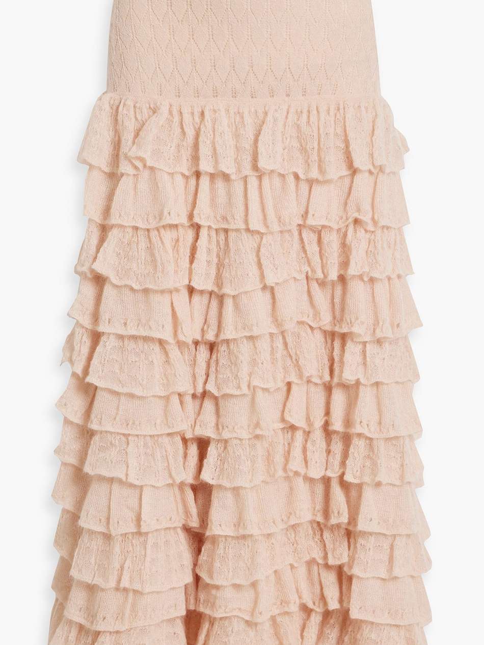 ruffled pointelle-knit maxi skirt