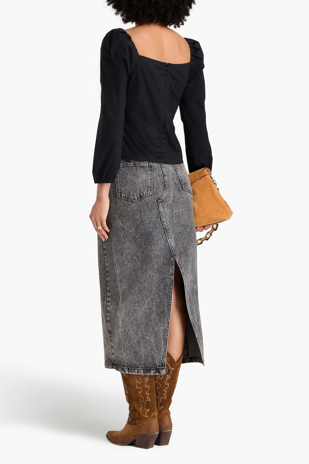 VERONICA BEARD Zhou ruched stretch-cotton poplin top