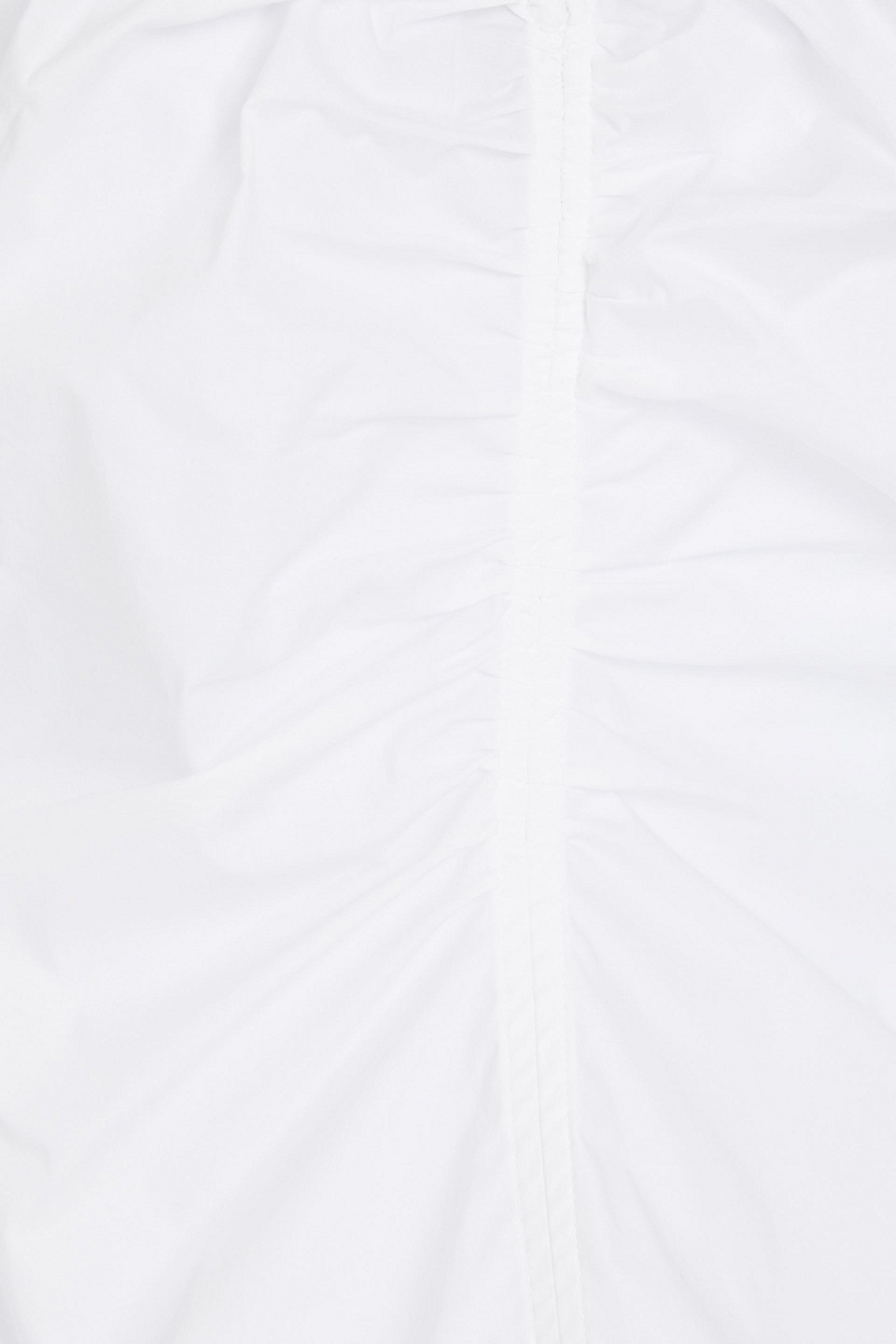 Veronica Beard Zhou Ruched Stretch-cotton Poplin Top In Weiss