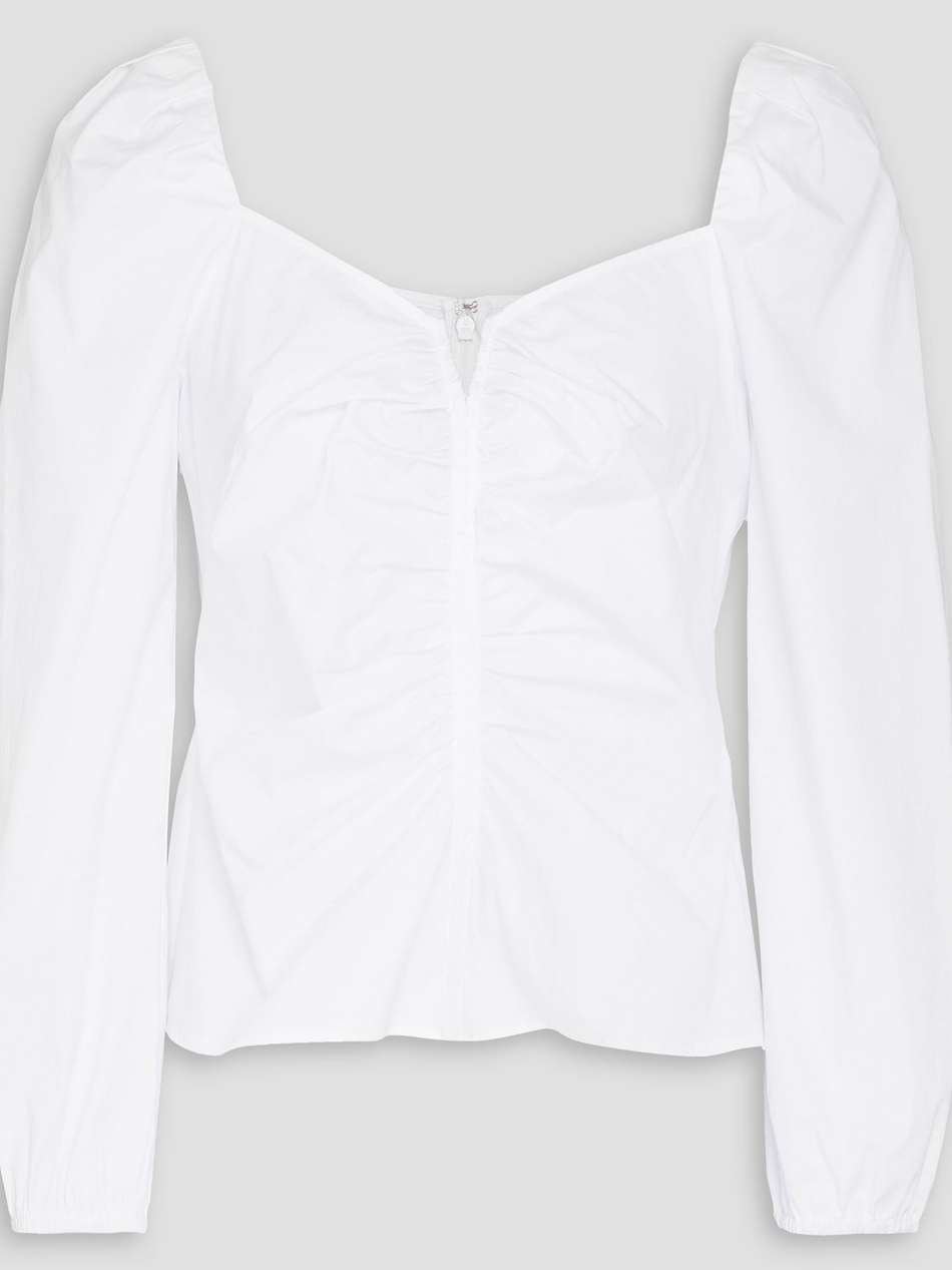 zhou ruched stretch-cotton poplin top