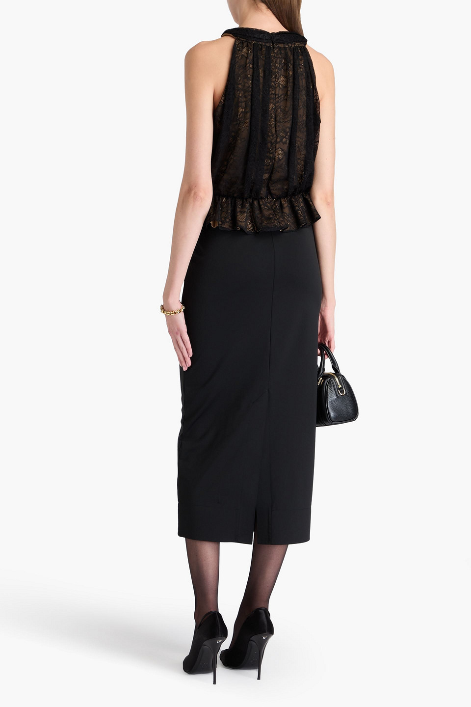 Veronica Beard Kailani Corded Lace Top In Black