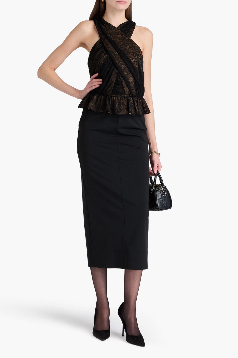 Veronica Beard Kailani Corded Lace Top In Black