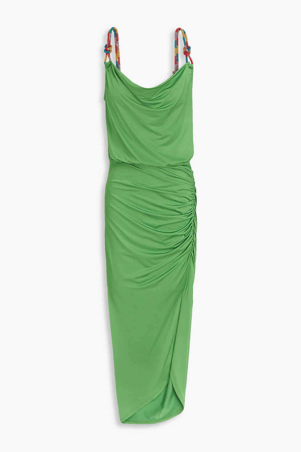 Veronica Beard Biava Beaded-rope-strap Dress In Leaf Green