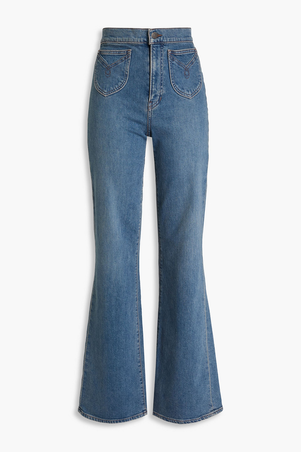 Veronica Beard Carson High-rise Flared Jeans In Mid Denim