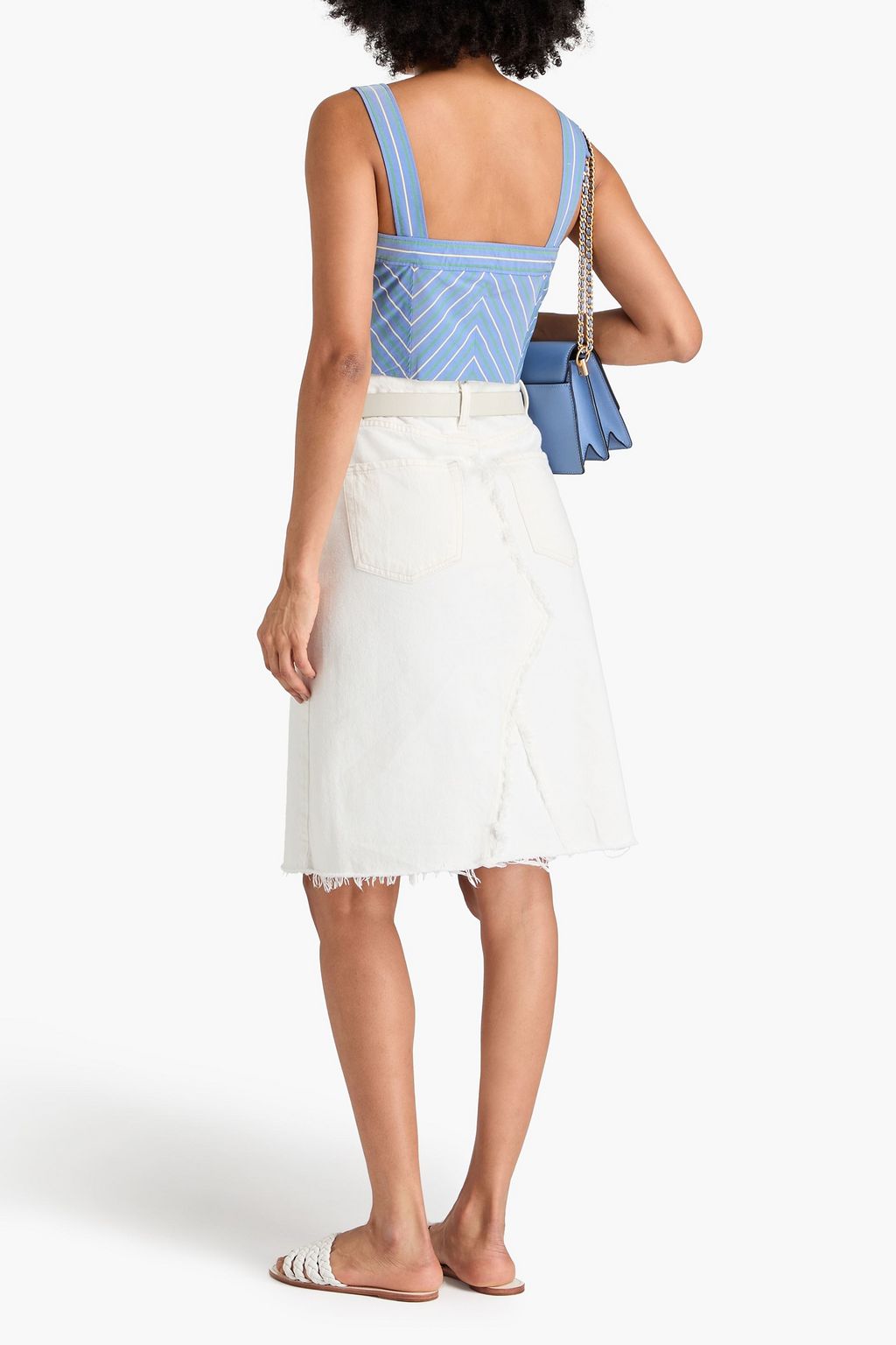 VERONICA BEARD Milton cropped striped poplin top