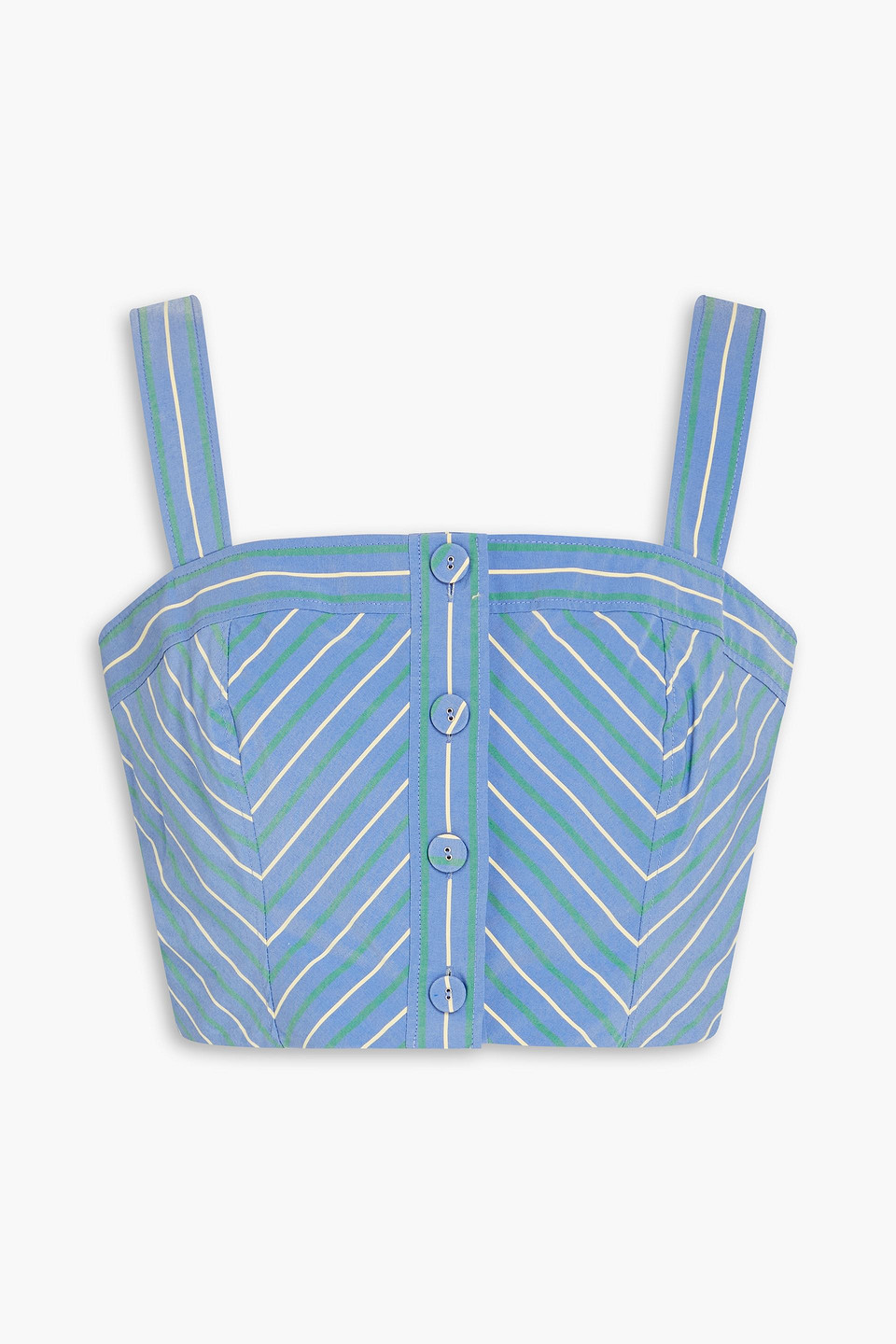 Veronica Beard Milton Cropped Oberteil Aus Popeline Mit Streifen In Schieferblau
