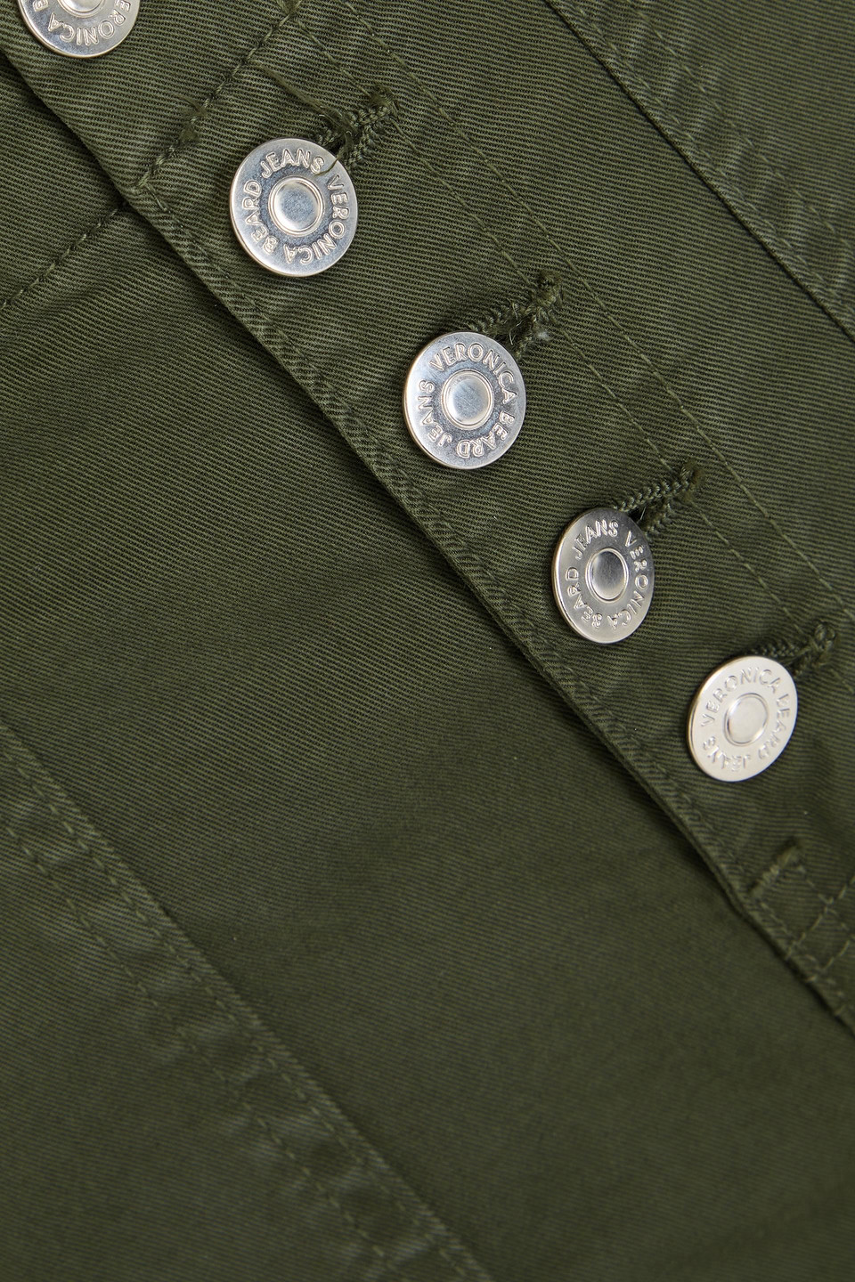 Veronica Beard Arya Straight Leg Button Front Stretch Cotton Pants In Army Green