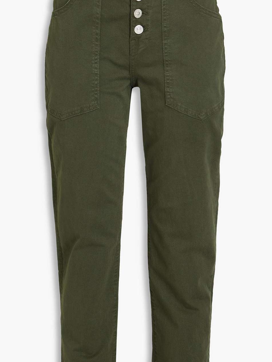 cropped cotton-blend gabardine slim-leg pants