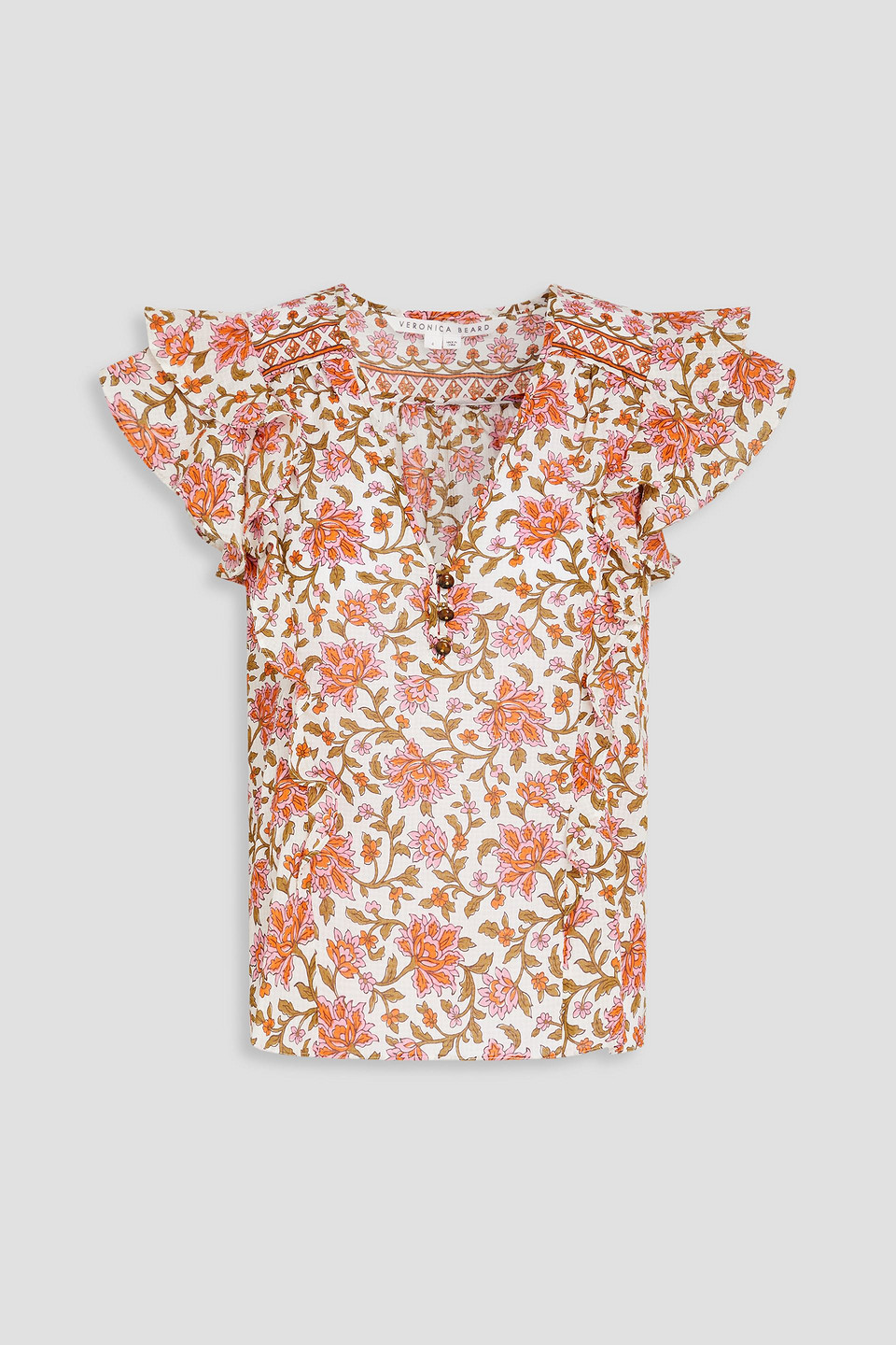 VERONICA BEARD JOI FLORAL-PRINT COTTON-SEERSUCKER TOP