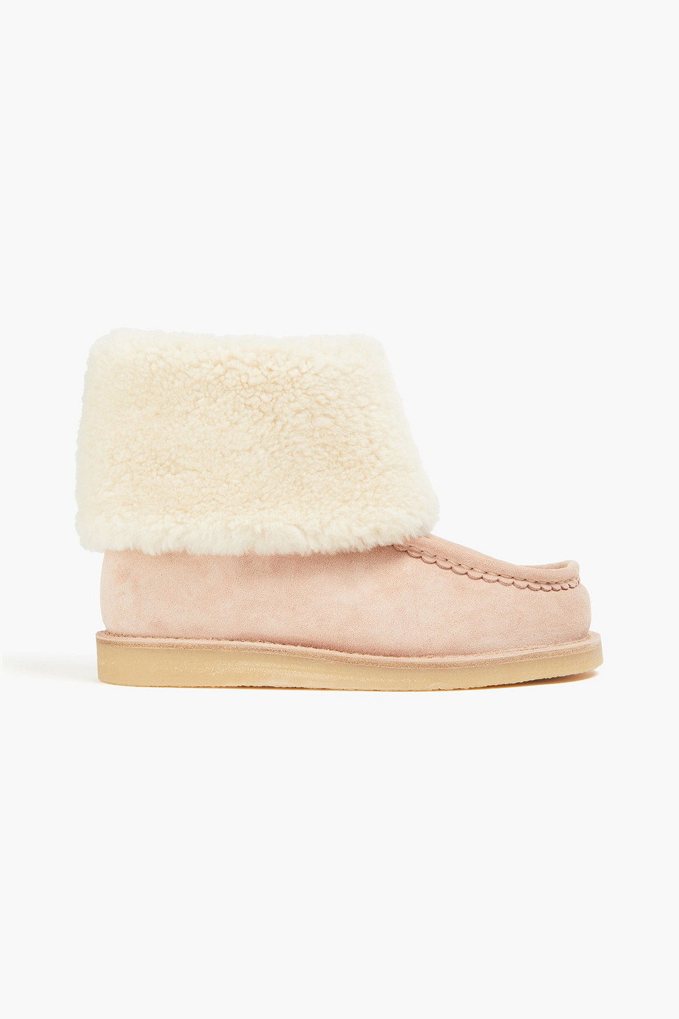 Chloé Shearling And Suede Ankle Boots In Pastellrosa