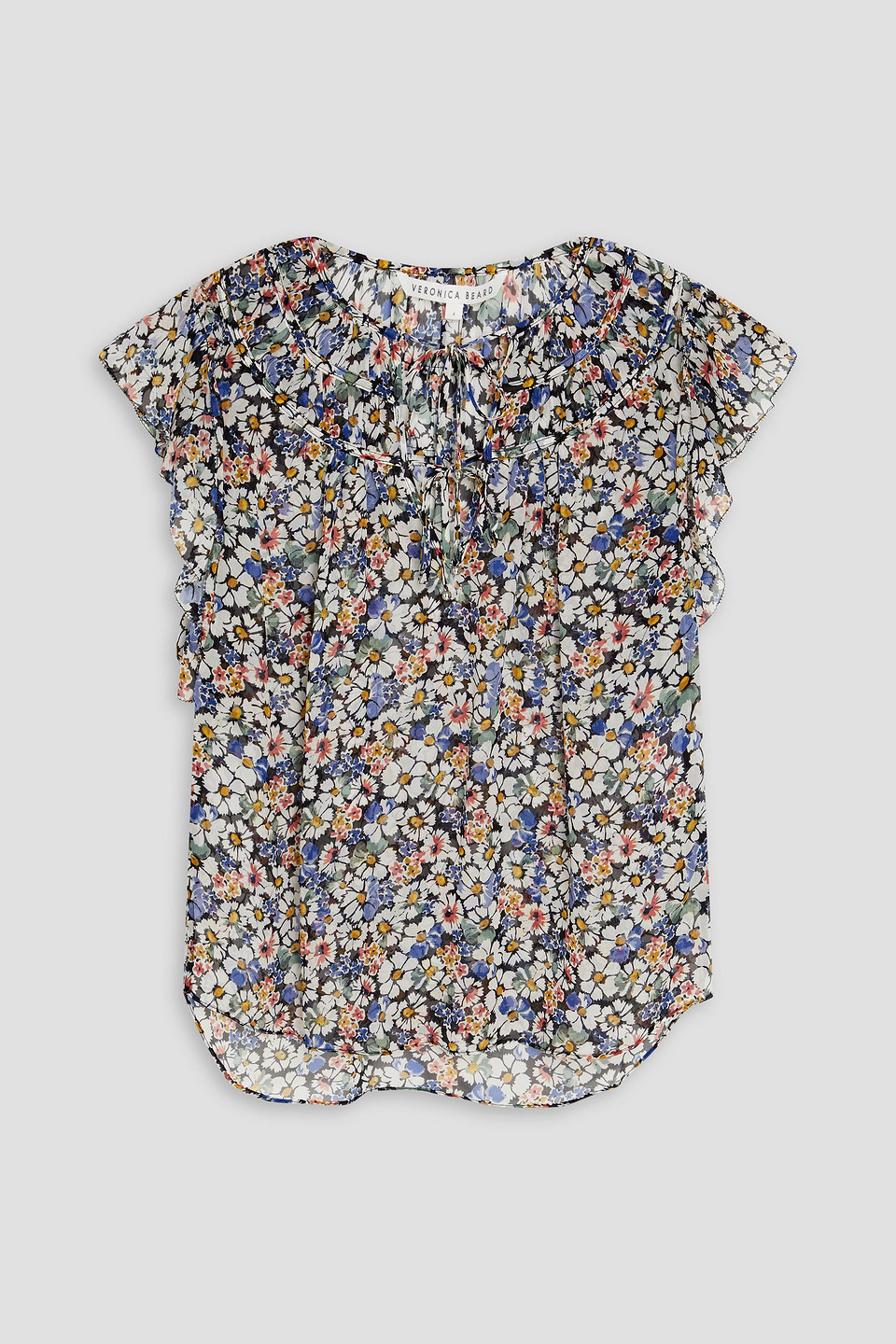 Veronica Beard Avan Floral-print Silk-georgette Top In White