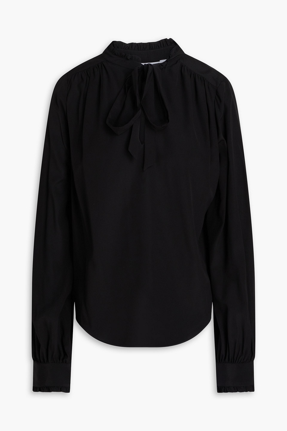 Veronica Beard Louama Ruffled Silk Crepe De Chine Blouse In Black