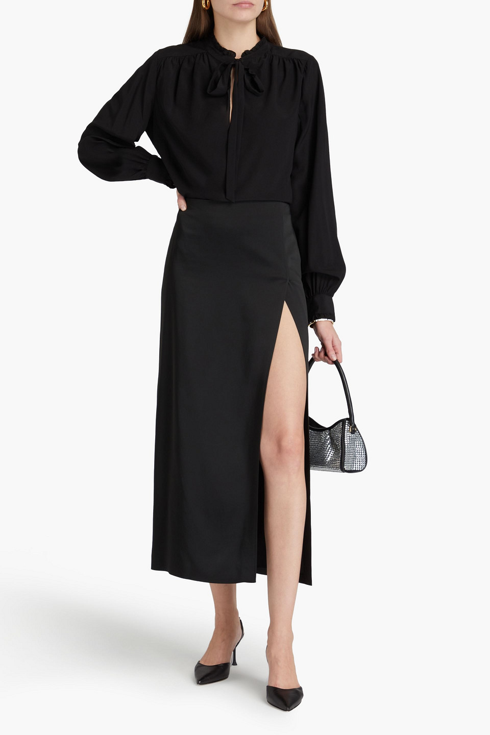 VERONICA BEARD LOUAMA SILK-BLEND CREPE DE CHINE BLOUSE 